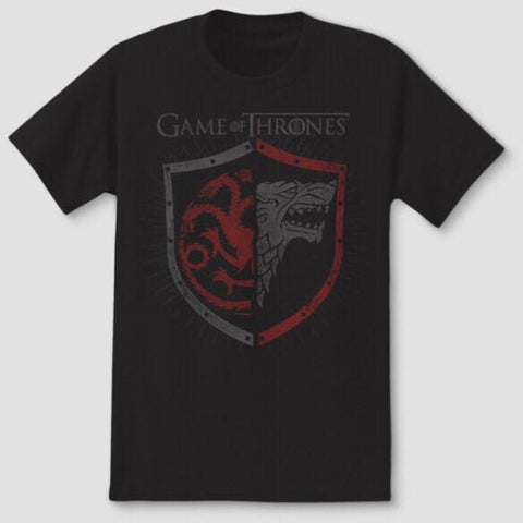 Men’s Game of Thrones Targaryen/Stark Short Sleeve Graphic T-Shirt Black (US Release)