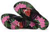 Havaianas Slim Floral Print Flip Flops in Black